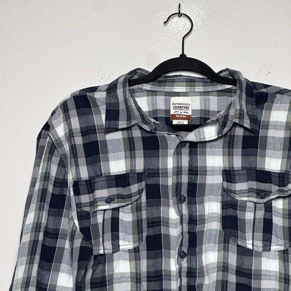 Levis Shirt Button Up Pockets Men XL White Checkered Plaid Western Rodeo Cowboy - Picture 10 of 16